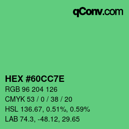 Color code: HEX #60CC7E | qconv.com