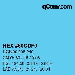 カラーコード: HEX #60CDF0 | qconv.com