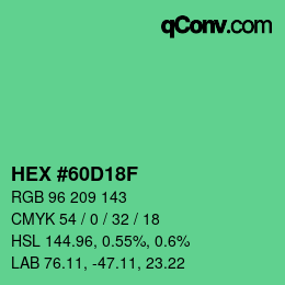Color code: HEX #60D18F | qconv.com