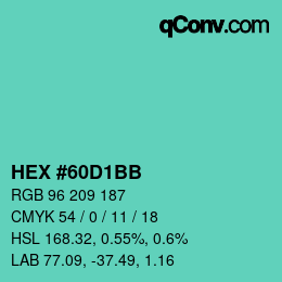 カラーコード: HEX #60D1BB | qconv.com
