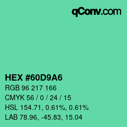 Color code: HEX #60D9A6 | qconv.com