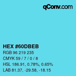 Color code: HEX #60DBEB | qconv.com