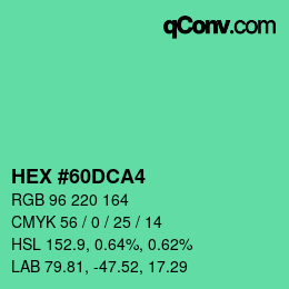 カラーコード: HEX #60DCA4 | qconv.com