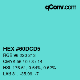 Color code: HEX #60DCD5 | qconv.com