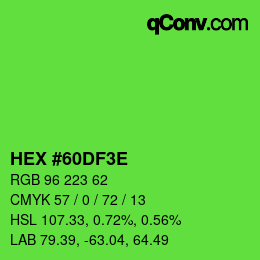 カラーコード: HEX #60DF3E | qconv.com