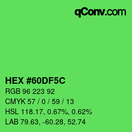 Color code: HEX #60DF5C | qconv.com