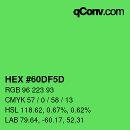 カラーコード: HEX #60DF5D | qconv.com