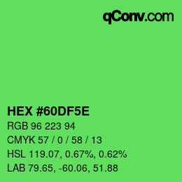 Farbcode: HEX #60DF5E | qconv.com