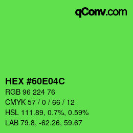 Farbcode: HEX #60E04C | qconv.com