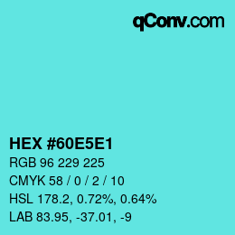 Color code: HEX #60E5E1 | qconv.com