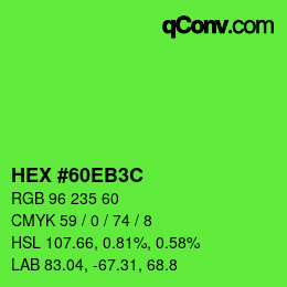 Color code: HEX #60EB3C | qconv.com