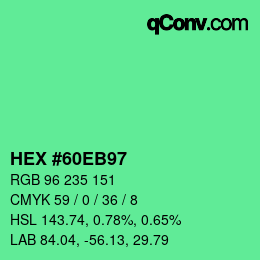 Farbcode: HEX #60EB97 | qconv.com