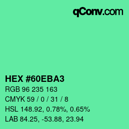 カラーコード: HEX #60EBA3 | qconv.com