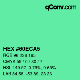 カラーコード: HEX #60ECA5 | qconv.com