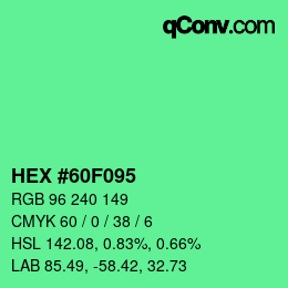 Farbcode: HEX #60F095 | qconv.com