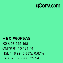 Color code: HEX #60F5A8 | qconv.com