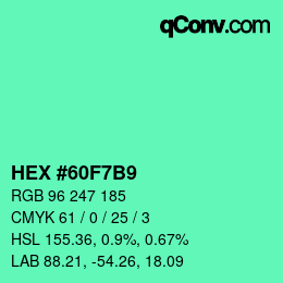Color code: HEX #60F7B9 | qconv.com