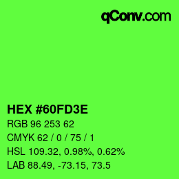 カラーコード: HEX #60FD3E | qconv.com