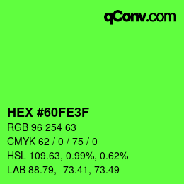 Color code: HEX #60FE3F | qconv.com