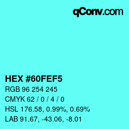 Color code: HEX #60FEF5 | qconv.com