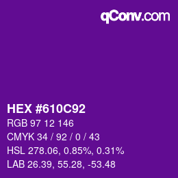 颜色代码: HEX #610C92 | qconv.com