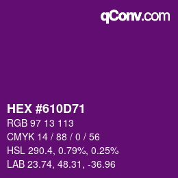 カラーコード: HEX #610D71 | qconv.com