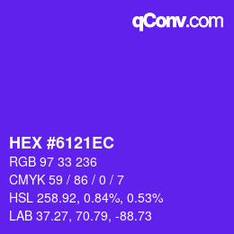 Color code: HEX #6121EC | qconv.com