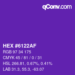Color code: HEX #6122AF | qconv.com