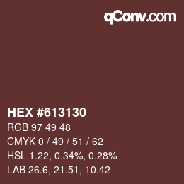 颜色代码: HEX #613130 | qconv.com