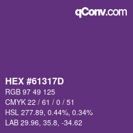 Farbcode: HEX #61317D | qconv.com