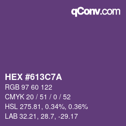 Color code: HEX #613C7A | qconv.com