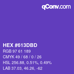 Color code: HEX #613DBD | qconv.com