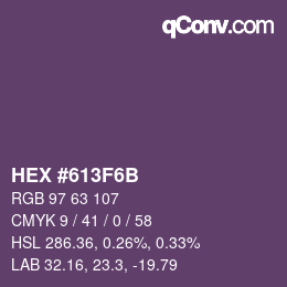Farbcode: HEX #613F6B | qconv.com