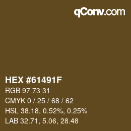 Color code: HEX #61491F | qconv.com