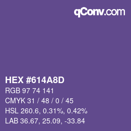 颜色代码: HEX #614A8D | qconv.com
