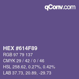 颜色代码: HEX #614F89 | qconv.com