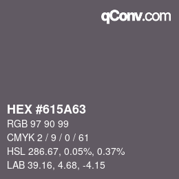 颜色代码: HEX #615A63 | qconv.com