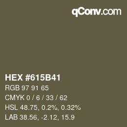 Color code: HEX #615B41 | qconv.com