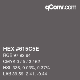 Color code: HEX #615C5E | qconv.com