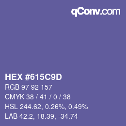 颜色代码: HEX #615C9D | qconv.com