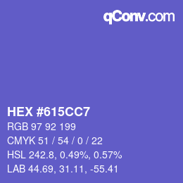 颜色代码: HEX #615CC7 | qconv.com