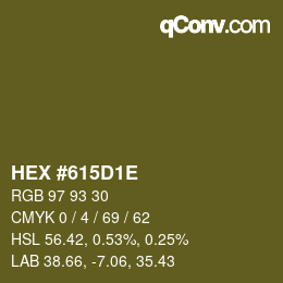 カラーコード: HEX #615D1E | qconv.com