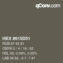 Color code: HEX #615D51 | qconv.com