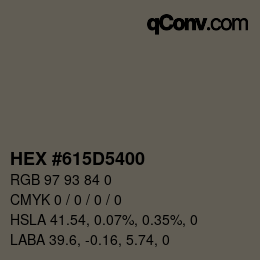 颜色代码: HEX #615D5400 | qconv.com