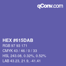 Color code: HEX #615DAB | qconv.com