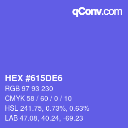 カラーコード: HEX #615DE6 | qconv.com