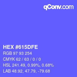 颜色代码: HEX #615DFE | qconv.com