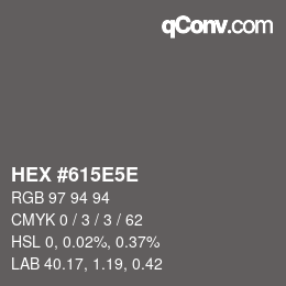Color code: HEX #615E5E | qconv.com