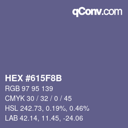 Color code: HEX #615F8B | qconv.com