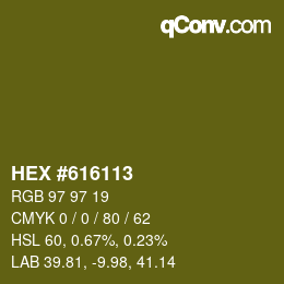 Color code: HEX #616113 | qconv.com